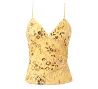 Cexiakong Top Orange Damen Glitzer Top mit Pailletten Summer Tops Y2k Cami Crop Tops V-Ausschnitt Trägertop Spaghettiträger Dessous Ärmlose Rückenfreies Tanktop Sexy Unterwäsche Party Clubwear, O