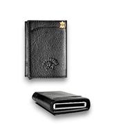 Cey Tarjetero I Mini Monedero para hombre y mujer | Tarjetero emergente de aluminio para 7-8 tarjetas, 5 compartimentos para tarjetas y un compartimento para dinero | Smart Wallet, Negro , 10 cm x