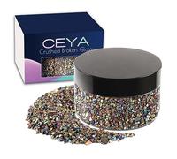 Ceya 150 g de vidrio irregular aplastado degradado AB metálico con purpurina de vidrio roto de 2 a 4 mm, purpurina para manualidades, para arte de uñas, moldes de resina epoxi, posavasos, adorno,