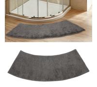 CeyKvo Alfombrilla de baño redonda de 40 x 100 cm, microfibra, semicircular, peluda, de cuarto de círculo, antideslizante, de rizo, lavable (gris)