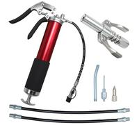 CeyKvo Prensa engrasadora 8000 PSI con acoplamiento rápido, boquilla de engrase de alta presión, juego para cartucho de 400 g, con manguera flexible, tubo de metal, boquilla y boquilla de aguja