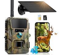 CEYOMUR 4G LTE Cámara de Caza Solar con SIM y TF 64GB | 48MP Cámara Fototrampeo Nocturna HD, Batería 5200mAh, Alertas al Móvil y Control por App, Detección de Movimiento 0,2s, IP66