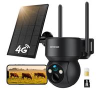 CEYOMUR 4G LTE Camara Fototrampeo Solar con SIM, 2K PTZ Camara de Caza con Batería 7800mAh, Infrarroja Invisible 940nm y Visión Nocturna a Color, Visualización de 360 °, Audio Bidireccional