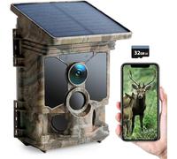 CEYOMUR 68MP 4K 30fps Cámaras de Caza Solar, WiFi Camara Fototrampeo | Batería Interna de 5200mAh, Ángulo de Detección de 120°, Visión Nocturna, IP66 Impermeable, Tarjeta Micro SD 32GB