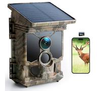 CEYOMUR Cámara Caza Solar 4K 68MP, Camara Fototrampeo Wi-Fi con Batería de 5200 mAh, Sensor de Movimiento de 120°, Visión Nocturna, IP66 a Prueba de Agua con Tarjeta Micro SD de 32 GB
