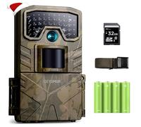 CEYOMUR - Cámara de Caza con IR de visión Nocturna, Temporizador y diseño Impermeable IP66 con Tarjeta SD de 32 GB y baterías para la Caza y la observación de la Fauna