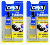 Ceys - Adhesivo para plásticos rígidos - Soldadura plástica -Fuerte y rápido - Color transparente (Paquete de 2)