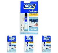 Ceys - Adhesivo restaurador cerámico - Esmalte restaurador - Lavavos, bañeras, electrodomésticos, porcelanas - Color blanco, brillante (Paquete de 4)