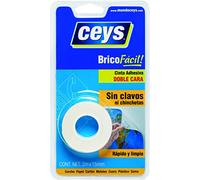 Ceys - Bricofácil - Cinta adhesiva doble cara - Rápido y limpio - Cinta 2 M x 15 MM