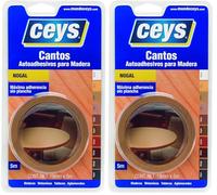 ceys - Cantos Autoadhesivos para Madera - Máxima adherencia sin plancha - Color Nogal - 19mm x 5m (Paquete de 2)