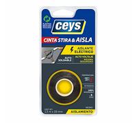 Ceys - Cinta estira y aisla - Negro - Alta resistencia al calor - Autosoldable - 3m x 19mm