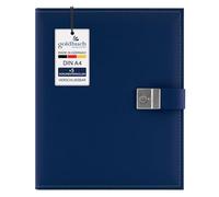 goldbuch Cezanne 53818 - Carpeta para documentos (DIN A4, con 5 fundas, ampliable con cierre, piel sintética, aprox. 27,5 x 34 cm), color azul
