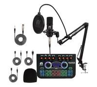 CEZO Paquete de equipo de podcast, paquete de micrófono de podcast BM800 con tarjeta de sonido X3, cambiador de voz, micrófono de condensador, paquete de estudio de grabación para podcast, transmisión