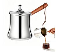 Cezve - Cafetera de acero inoxidable de 720 ml, cafetera turca, moca y olla de leche con tapa y mango largo, para moca, leche, té de inducción con pico, tapa Cezve