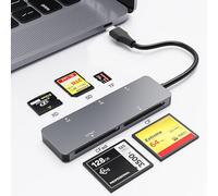 CFast 2.0 - Lector de tarjetas de memoria 5 en 1, lector de tarjetas USB-C CFast de 5 Gbps para San Disk, Sony Card, Transcend, Lexar, leer 5 tarjetas para tarjetas Cfast/SD/CF/XD/TF simultáneamente