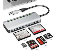 CFast - Lector de tarjetas USB 3.0 USB C CFast 2.0, adaptador de tarjeta de memoria CFast de aluminio de 5 Gbps para Lexar, Transcend, Sony Card, lee 5 tarjetas simultáneamente para tarjeta CFast/CF