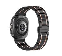 CFCMZTZPED Correa de reloj de cerámica y metal de alta gama for Samsung Galaxy Watch Ultra 47 mm, pulsera deportiva de metal.(Black rose gold)