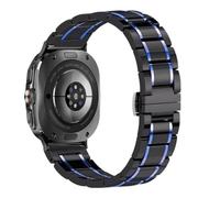 CFCMZTZPED Correa de reloj de cerámica y metal de alta gama for Samsung Galaxy Watch Ultra 47 mm, pulsera deportiva de metal.(Black blue)