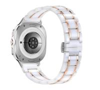 CFCMZTZPED Correa de reloj de cerámica y metal de alta gama for Samsung Galaxy Watch Ultra 47 mm, pulsera deportiva de metal.(White rose gold)