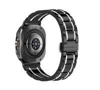CFCMZTZPED Correa de reloj de cerámica y metal de alta gama for Samsung Galaxy Watch Ultra 47 mm, pulsera deportiva de metal.(Black silver)