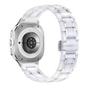 CFCMZTZPED Correa de reloj de cerámica y metal de alta gama for Samsung Galaxy Watch Ultra 47 mm, pulsera deportiva de metal.(White silver)