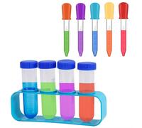 Cfcyhla Pipeta infantil 10 pipetas de plástico para niños, 5 ml, de silicona y plástico, 5 ml, juego de pipeta con pipetas y soporte de tubo de ensayo para dispensador de alimentos para bebés, moldes
