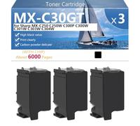 CFDFDA Alto Rendimiento MX-C30GT Cartucho de Tóner para Sharp MX-C250 C250W C300P C300W C301W C303W C304W Impresoras, Transparente y Duradera,Black-3 Pack