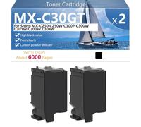 CFDFDA Alto Rendimiento MX-C30GT Cartucho de Tóner para Sharp MX-C250 C250W C300P C300W C301W C303W C304W Impresoras, Transparente y Duradera,Black-2 Pack