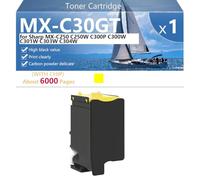 CFDFDA Alto Rendimiento MX-C30GT Cartucho de Tóner para Sharp MX-C250 C250W C300P C300W C301W C303W C304W Impresoras, Transparente y Duradera,Yellow-1 Pack