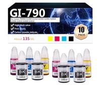 CFDFDA GI-790 Botellas de Recarga de Tinta Compatibles para Canon PIXMA G1000 G1010 G2000 G2002 G2010 G3000 G3010 G4000 G4010 Impresora Multipack de 5 Colores (Negro/Cian/Magenta/Amarillo),2 Set