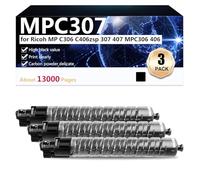 CFDFDA MPC307 Cartucho de Tóner Compatible para Ricoh MP C306 C406zsp 307 407 MPC306 406 Impresoras, Alto Rendimiento 13000 Páginas, Impresión Nítida,Black-3 Pack