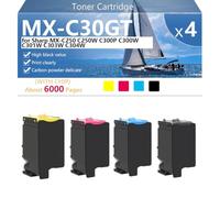 CFDFDA MX-C30GT Cartucho de Tóner Compatible para Sharp MX-C250 C250W C300P C300W C301W C303W C304W Impresoras, Alto Rendimiento 6000 Páginas, Impresión Nítida,BCMY-1 Pack