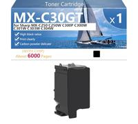 CFDFDA MX-C30GT Cartucho de Tóner Compatible para Sharp MX-C250 C250W C300P C300W C301W C303W C304W Impresoras, Alto Rendimiento 6000 Páginas, Impresión Nítida,Black-1 Pack