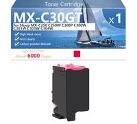 CFDFDA MX-C30GT Cartucho de Tóner de Alta Capacidad para Sharp MX-C250 C250W C300P C300W C301W C303W C304W Impresoras, Impresión de Alta Definición, 6000 Páginas,Magenta-1 Pack