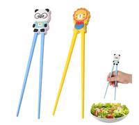 CFEWV 2 Pares De Palillos Con Ayuda Para Su Manejo, Soporte Para Principiantes, Palillos Para Comer, Diseño De Panda Y León, Cabezal De Palillos Extraíble, Kit De Aprendizaje Con Un Diseño Bonito