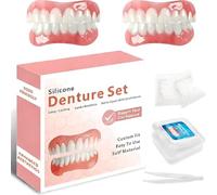 CFEWV Carillas Dentales, Dientes Falsos para Aplicar Uno Mismo, Kit para Dentadura Completa Superior e Inferior, Reparación Temporal de Dientes para Hombres y Mujeres, Prótesis Dental Removible(B)
