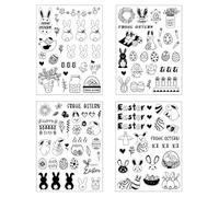 CFEWV Pegatinas Decorativas para Pascua, 4 Adhesivos Removibles e Impermeables con Diseños de Conejos para Decorar Velas, Cerámica y Huevos de Pascua, Decoración Festiva para Hogar y Fiestas