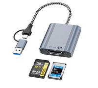 CFexpress - Lector de tarjetas SD tipo A y SD, USB 3.2 Gen 2 de 10 Gbps, doble ranura, cable USB-C/USB-A 2 en 1, lectura/escritura simultánea, para Windows/Mac/iOS/Android/Linux, para cámaras Sony A1