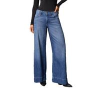 cffdviz Jeans De Pierna Ancha para Mujer Casuales Holgados Desgastados Pantalones De Mezclilla De Corte Recto,Azul,M