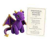 CFGTEKMB Amigo de Peluche de Dragón de Bolsillo para Apoyo Emocional, Alivio de Ansiedad, Tranquilidad, Comodidad y Motivación, Regalo para Amigos, Estudiantes, Exámenes y Estrés, Pequeño,Púrpura