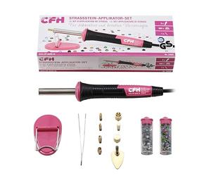 CFH Kit de aplicador de estrás SA 922 - Kit de 8 accesorios para manualidades creativas, 500 diamantes de imitación y certificado TÜV SA6, 230 V, 6 W, máx. 250 °C