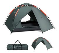 Cflity Tienda de Campaña, 3 Personas Tienda Instantánea Automática, Tienda Impermeable de Tres Capa, Carpa Grande y Ligera para 4 Estaciones, Carpa de Mochilero con 2 Porches Extensibles para Camping