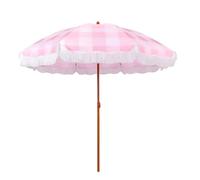 CFLNHMSY 2m Sombrilla De Patio A Cuadros con Borlas, Parasol Exterior Inclinable, Protección UV50+, Sombrilla Solar para Playa, Césped, Piscina, Hotel, Puesto De Mercado Y Vacaciones(Pink)