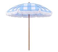 CFLNHMSY 2m Sombrilla De Patio A Cuadros con Borlas, Parasol Exterior Inclinable, Protección UV50+, Sombrilla Solar para Playa, Césped, Piscina, Hotel, Puesto De Mercado Y Vacaciones(Blue)