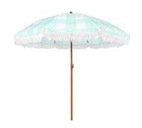 CFLNHMSY 2m Sombrilla De Patio A Cuadros con Borlas, Parasol Exterior Inclinable, Protección UV50+, Sombrilla Solar para Playa, Césped, Piscina, Hotel, Puesto De Mercado Y Vacaciones(Green)