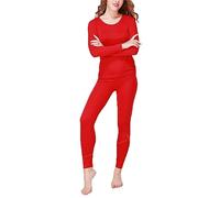 CFlong Conjunto Ropa Termica Mujer Set, Cálida Y De Secado Rápido Conjuntos Térmicos para Mujer Invierno Antibacteriana Y Flexible Ropa Interior Invierno Deporte Esqui Montaña (Rojo,3XL)