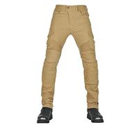 CFlong Motociclista para Mujeres Hombre con Tejido de aramida Resistente a la abrasión Pantalón Vaquero de Motocross para Moteros | Armadura Protectora (Caqui,XL)