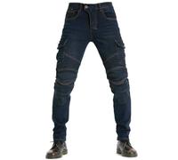 CFlong Motociclista para Mujeres Hombre con Tejido de aramida Resistente a la abrasión Pantalón Vaquero de Motocross para Moteros | Armadura Protectora (Azul,XXXL)