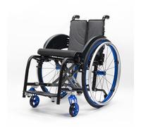 CFMAIF Silla de ruedas aluminio plegable, Autopropulsable, para Minusválidos,Reposapiés extraíbles, Freno de mano, Transporte(Blue,36cm/14.1in Seat)