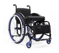 CFMAIF Silla de ruedas aluminio plegable, Ultraligera, Autopropulsable, de tránsito,Frenos de mano,Reposapiés abatibles(Blue,42cm/16.5in Seat)
